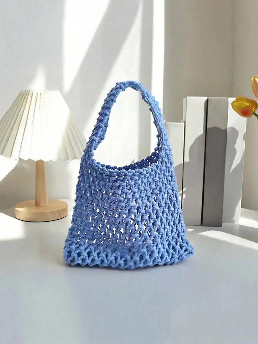 Womens Crochet Hollow Out Cotton Rope Handbag Small Tote Bag For Summer
Womens Crochet Hollow Out Cotton Rope Handbag Small Tote Bag For Summer