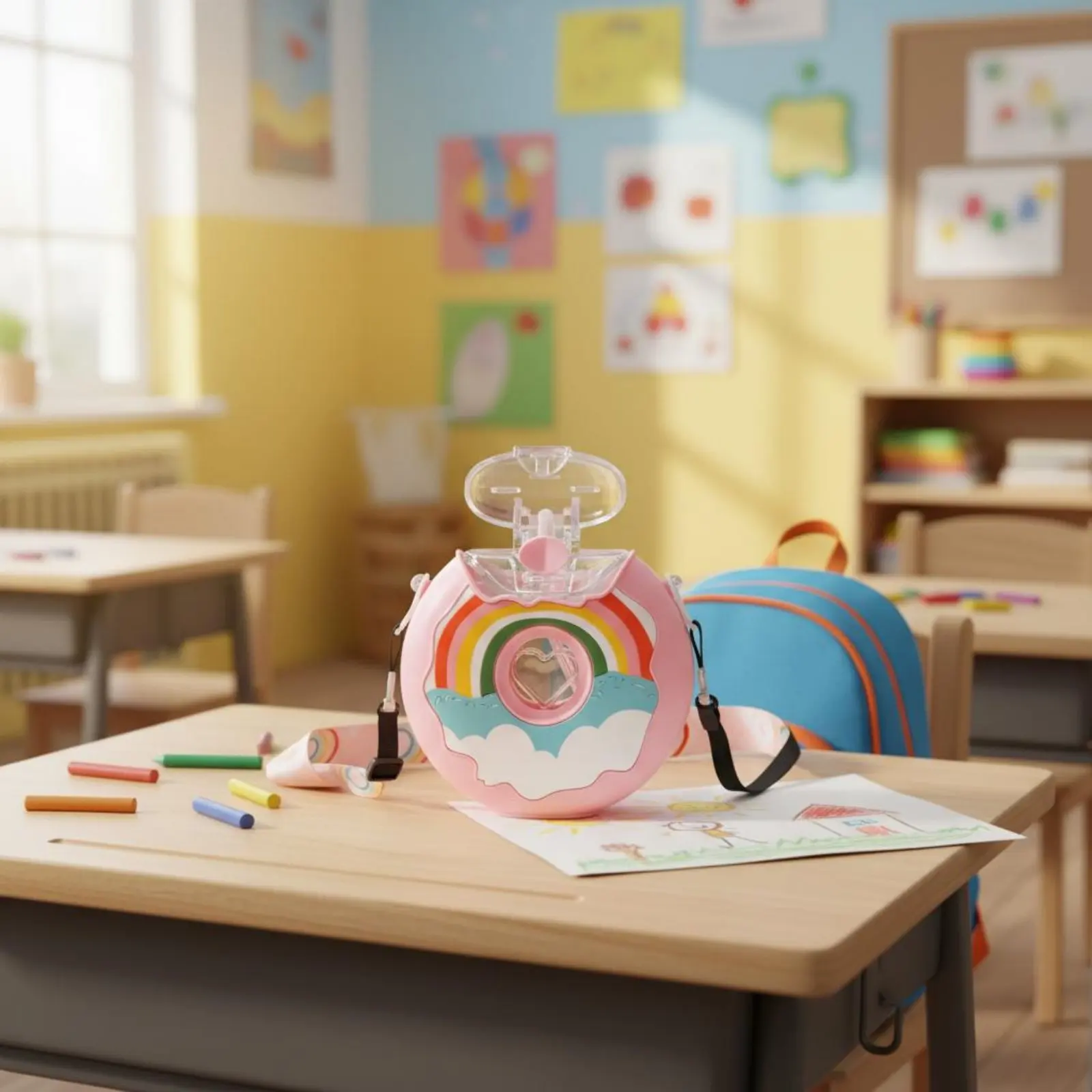 Donut Water Bottle Food-Grade Material Donut Shaped Spout Bottle Kids Straw Bottle with Strap Single-Button Unseal for School
Donut Water Bottle Food-Grade Material Donut Shaped Spout Bottle Kids Straw Bottle with Strap Single-Button Unseal for School