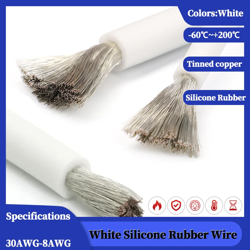 1-50M Heat Resistant Soft Silicone Cable 8-30 AWG White Flexible Automotive Electrical Wire for Car Battery Wiring Speaker
1-50M Heat Resistant Soft Silicone Cable 8-30 AWG White Flexible Automotive Electrical Wire for Car Battery Wiring Speaker