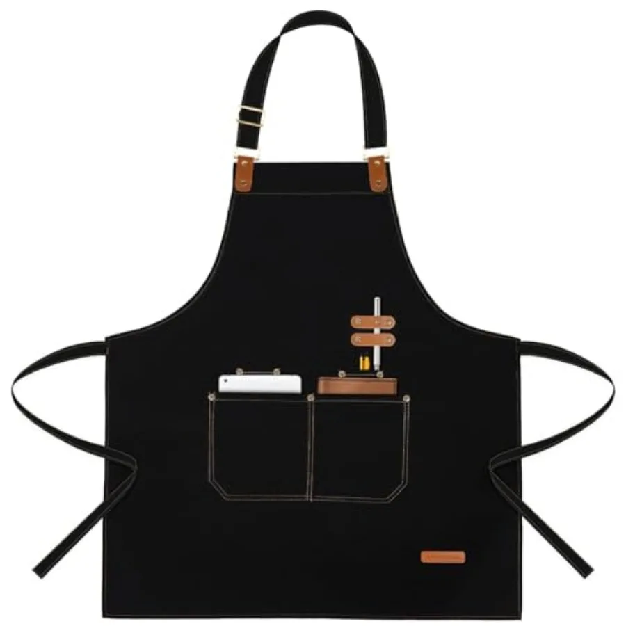Chef Apron for Men Women with Pockets Adjustable Strap, Water Repellent Apron for Cooking, Baking
Chef Apron for Men Women with Pockets Adjustable Strap, Water Repellent Apron for Cooking, Baking