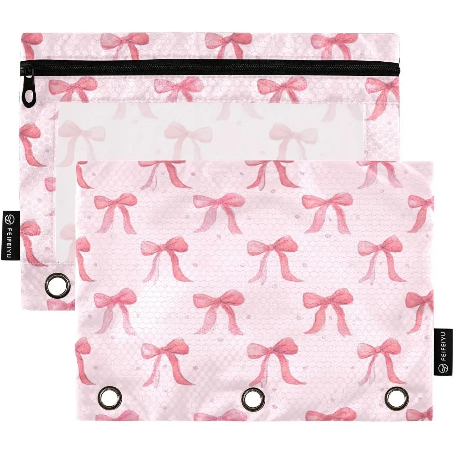 Peil Pouch for 3 Ring Binder Cute Pink Ribbon Bow Binder Peil Case with Smooth Zipper Clear Window Peil Case 2 Pack for Office
Peil Pouch for 3 Ring Binder Cute Pink Ribbon Bow Binder Peil Case with Smooth Zipper Clear Window Peil Case 2 Pack for Office