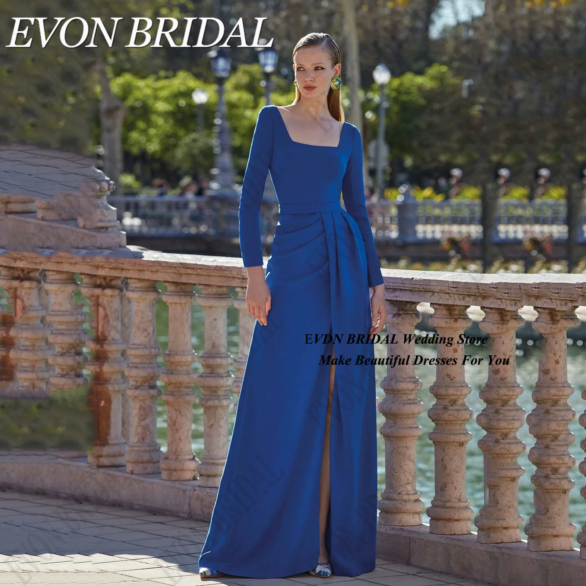 EVON BRIDAL Square Neck Vintage Formal Evening Gowns Woman Mermaid Long Sleeve Prom Dress Satin Side Slit فساتين سهرة Customized
EVON BRIDAL Square Neck Vintage Formal Evening Gowns Woman Mermaid Long Sleeve Prom Dress Satin Side Slit فساتين سهرة Customized