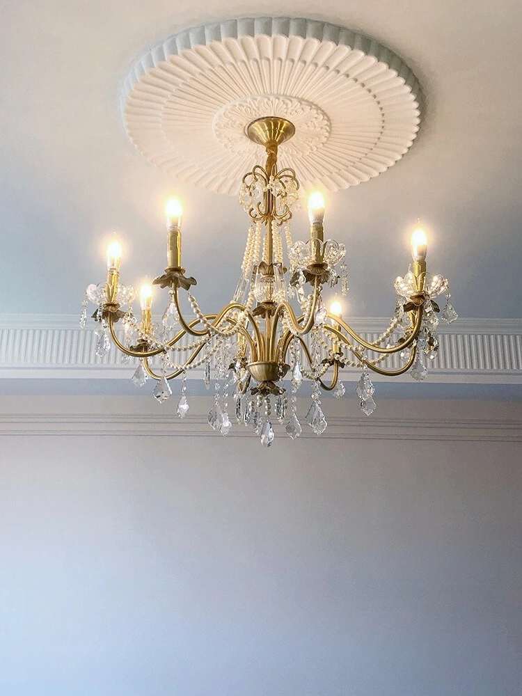 Living room dining room light retro crystal pearl bedroom light luxury American all copper villa candle lamp
Living room dining room light retro crystal pearl bedroom light luxury American all copper villa candle lamp