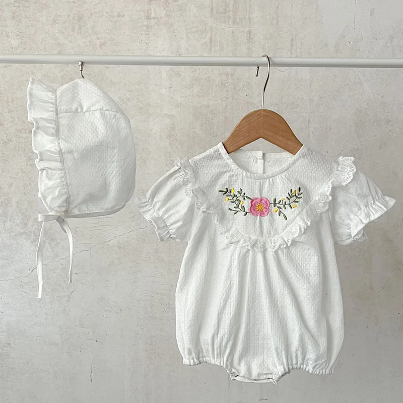 Summer Infant Baby Girls Bodysuits+Hat Short Sleeved Cotton Flower Embroidery Toddler Baby Girls Jumpsuit Baby Girl Clothing
Summer Infant Baby Girls Bodysuits+Hat Short Sleeved Cotton Flower Embroidery Toddler Baby Girls Jumpsuit Baby Girl Clothing