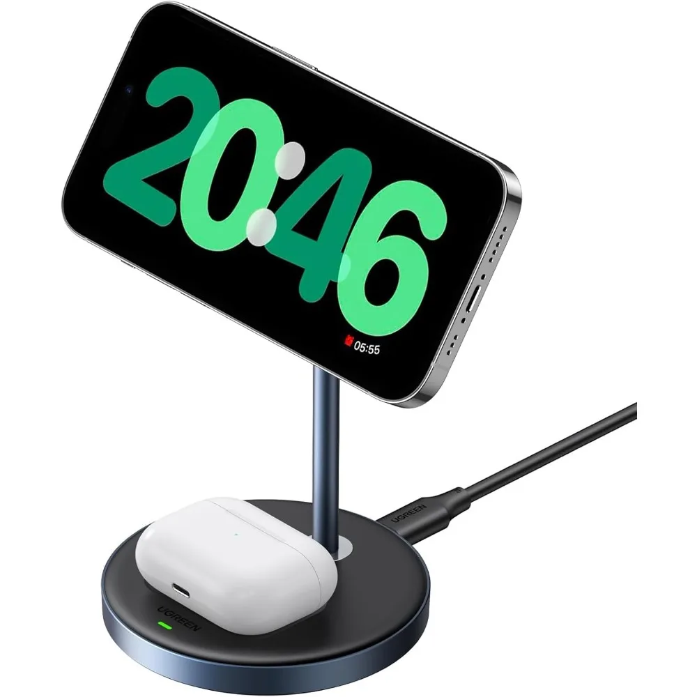 2-in-1 Magnetic Wireless Charging Stand for iPhones and AirPods, Compatible with Qi Chargers, Includes 3 FT USB-C Cable
2-in-1 Magnetic Wireless Charging Stand for iPhones and AirPods, Compatible with Qi Chargers, Includes 3 FT USB-C Cable