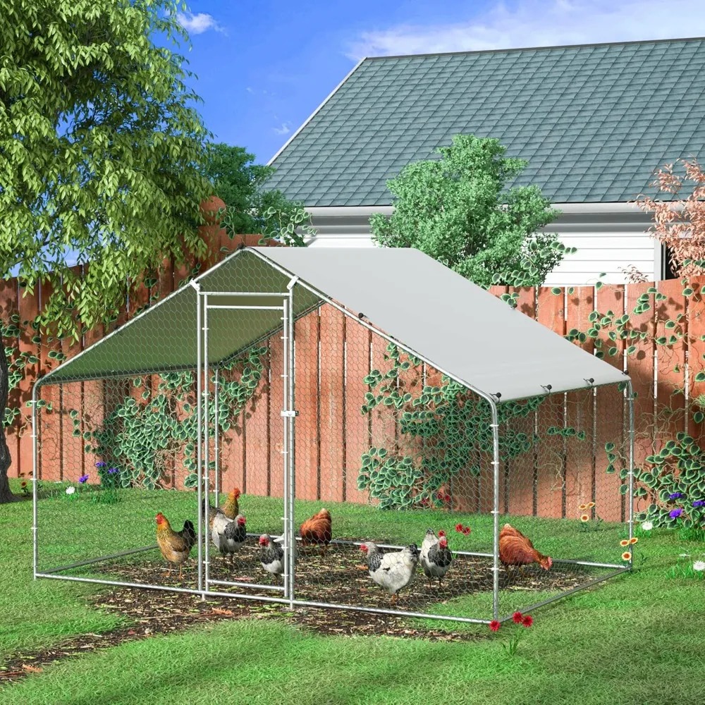Metal Chicken Coop Chicken Pen Chicken Run for Yard Habitat Spire Shaped Poultry Cage with Waterproof and Anti-Ultraviolet Cover
Metal Chicken Coop Chicken Pen Chicken Run for Yard Habitat Spire Shaped Poultry Cage with Waterproof and Anti-Ultraviolet Cover