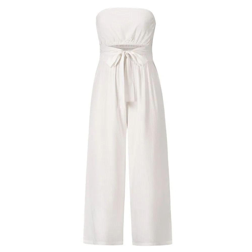 Women's Summer Jumpsuit Sleeveless Strapless Jumpsuits Wide Leg Pants Mid Waist Romper Light Green Self Tie Waist Long Jumpsuit
Women's Summer Jumpsuit Sleeveless Strapless Jumpsuits Wide Leg Pants Mid Waist Romper Light Green Self Tie Waist Long Jumpsuit