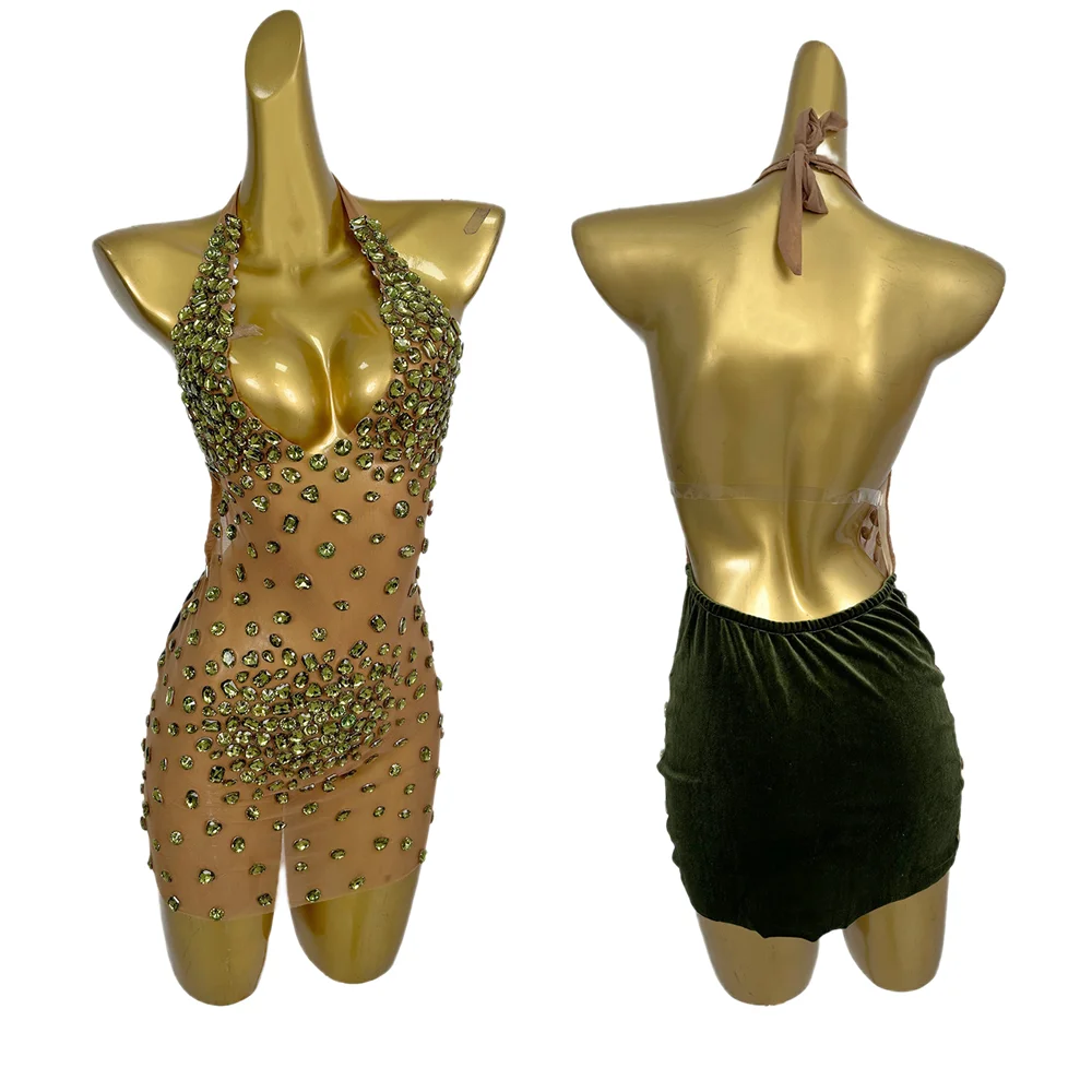 Sexy V Neck Dinner Cocktail Diamonds Dress Ladies Stripper Dancewear Women Halter Backless Rhinestone Nightclub Party Mini Dress
Sexy V Neck Dinner Cocktail Diamonds Dress Ladies Stripper Dancewear Women Halter Backless Rhinestone Nightclub Party Mini Dress