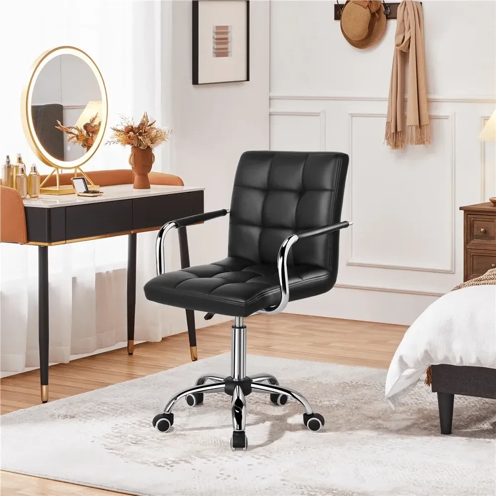 1PC MidBack PU Leather Office Desk Vanity Chair 360 Swivel Rolling Height Adjustable Armrests Lumbar Support Large Seat For Hom
1PC MidBack PU Leather Office Desk Vanity Chair 360 Swivel Rolling Height Adjustable Armrests Lumbar Support Large Seat For Hom