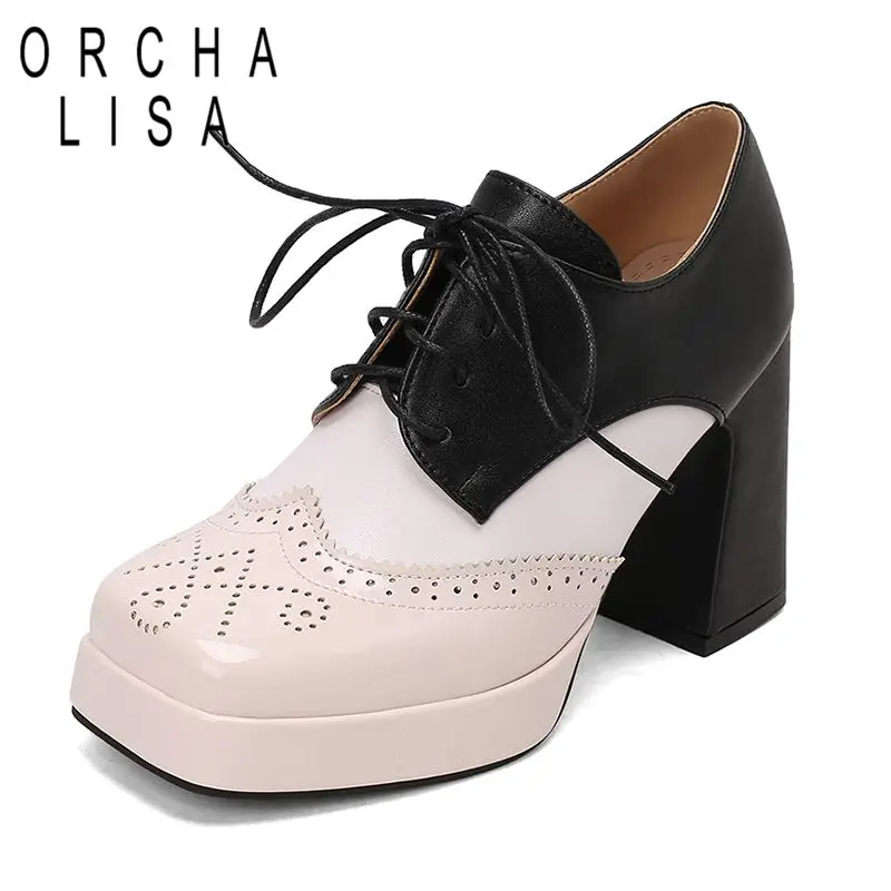 ORCHA LISA Женские туфли-лодочки с квадратным носком на блочном каблуке 9,5 см, платформа 2,5 см, шнуровка, разноцветные, большой размер 46 47 48, модная обувь для свиданий
ORCHA LISA Женские туфли-лодочки с квадратным носком на блочном каблуке 9,5 см, платформа 2,5 см, шнуровка, разноцветные, большой размер 46 47 48, модная обувь для свиданий