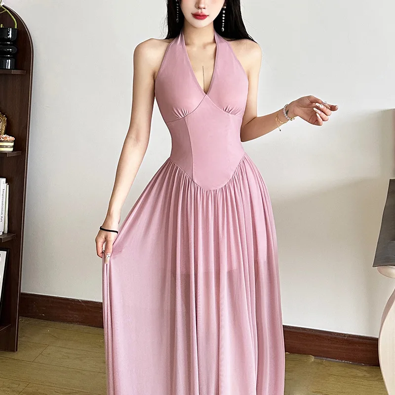 Retro Spliced Folds Slimming Solid Color Chiffon Dresses For Women V Neck Sleeveless Tunic Temperament Minimalist Dress Style
Retro Spliced Folds Slimming Solid Color Chiffon Dresses For Women V Neck Sleeveless Tunic Temperament Minimalist Dress Style