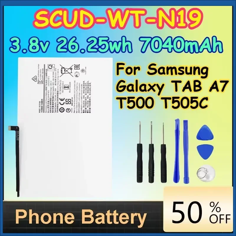 SCUD-WT-N19 3.8v 26.25wh 7040mAh Replacement Battery for Samsung Galaxy TAB A7 T500 T505C Tablet Batteria+ Free Tools
SCUD-WT-N19 3.8v 26.25wh 7040mAh Replacement Battery for Samsung Galaxy TAB A7 T500 T505C Tablet Batteria+ Free Tools
