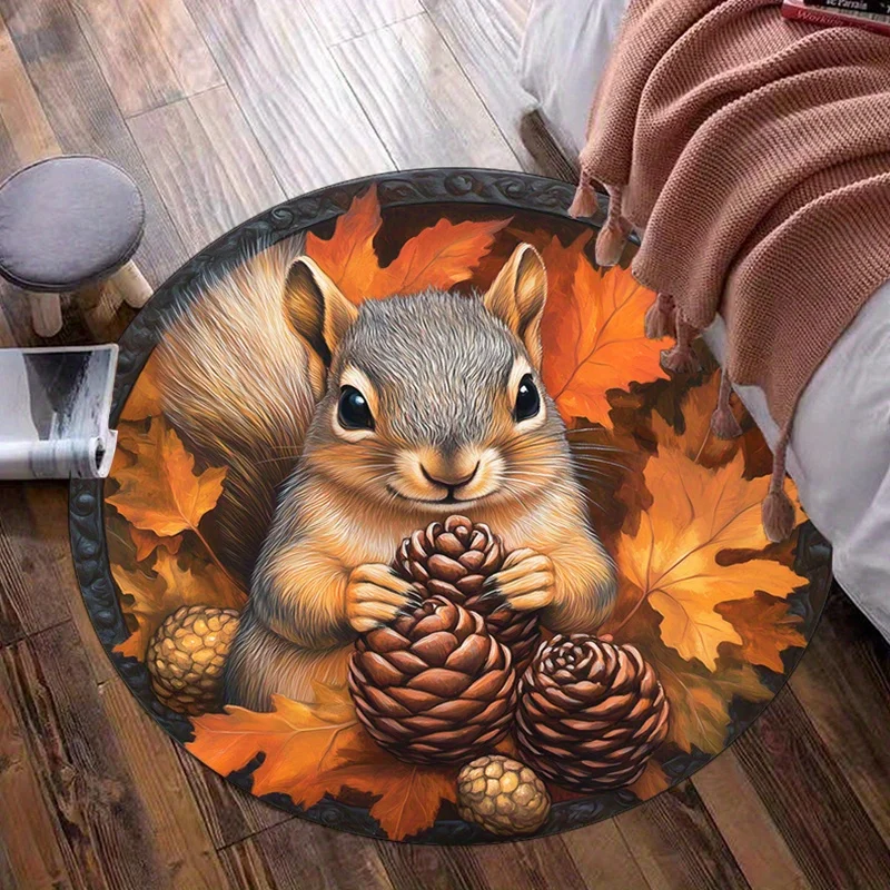 Cute Squirrel Holding Pinecones Autumn Leaves Round Rug Soft Crystal Velvet Floor Mat Home Decor Living Room Bedroom Carpet
Cute Squirrel Holding Pinecones Autumn Leaves Round Rug Soft Crystal Velvet Floor Mat Home Decor Living Room Bedroom Carpet