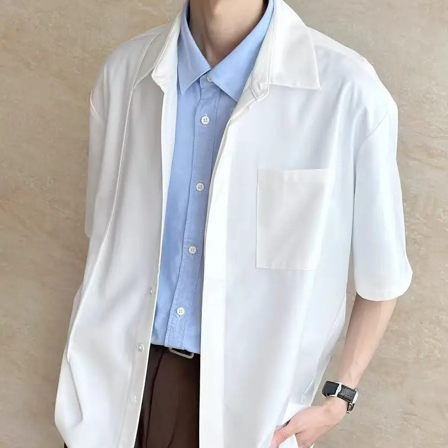 Summer Thin Short Sleeve Shirt Men's Pure Color Casual Outerwear Standard Fit Polyester Fiber Youth Trend Daily Wear Hong Kon...
Summer Thin Short Sleeve Shirt Men's Pure Color Casual Outerwear Standard Fit Polyester Fiber Youth Trend Daily Wear Hong Kon...