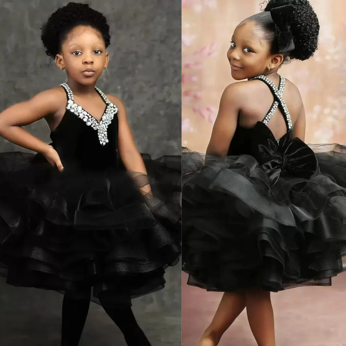 Black Flower Girl Dresses for Wedding Crystal Ruffles Knee Girl Kids Birthday Ball Gown First Holy Communion Gowns Customized
Black Flower Girl Dresses for Wedding Crystal Ruffles Knee Girl Kids Birthday Ball Gown First Holy Communion Gowns Customized