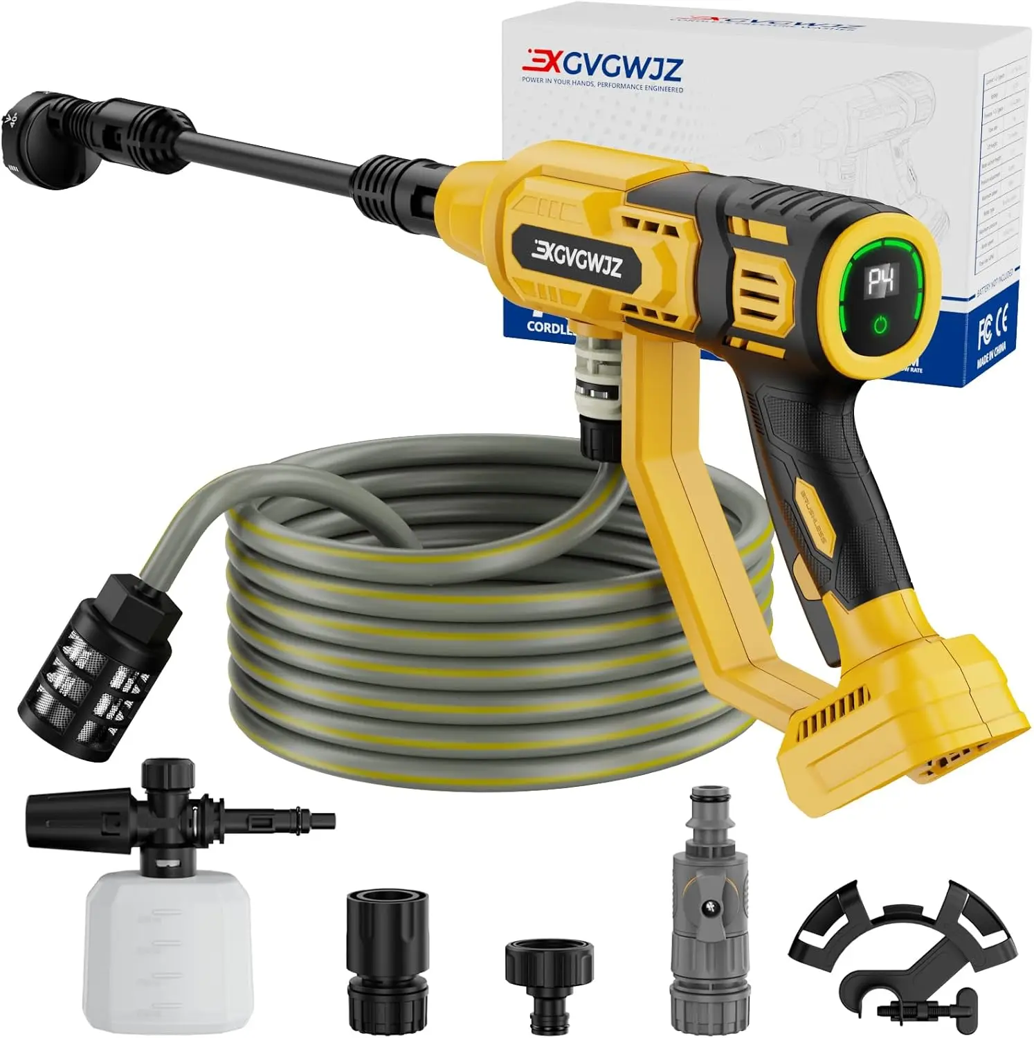 700 PSI Cordless Pressure Washer, 18/20V Battery Compatible, Brushless Motor, 6-in-1 Nozzle, Adjustable for Car Cleaning
700 PSI Cordless Pressure Washer, 18/20V Battery Compatible, Brushless Motor, 6-in-1 Nozzle, Adjustable for Car Cleaning