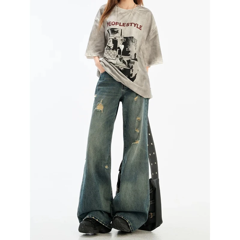 YIBASHU Summer Women's Jean Baggy Wide Fit Ripped Denim Pants Grunge Punk Y2K Japanese Harajuku 2000s American Retro Boyfriend
YIBASHU Summer Women's Jean Baggy Wide Fit Ripped Denim Pants Grunge Punk Y2K Japanese Harajuku 2000s American Retro Boyfriend
