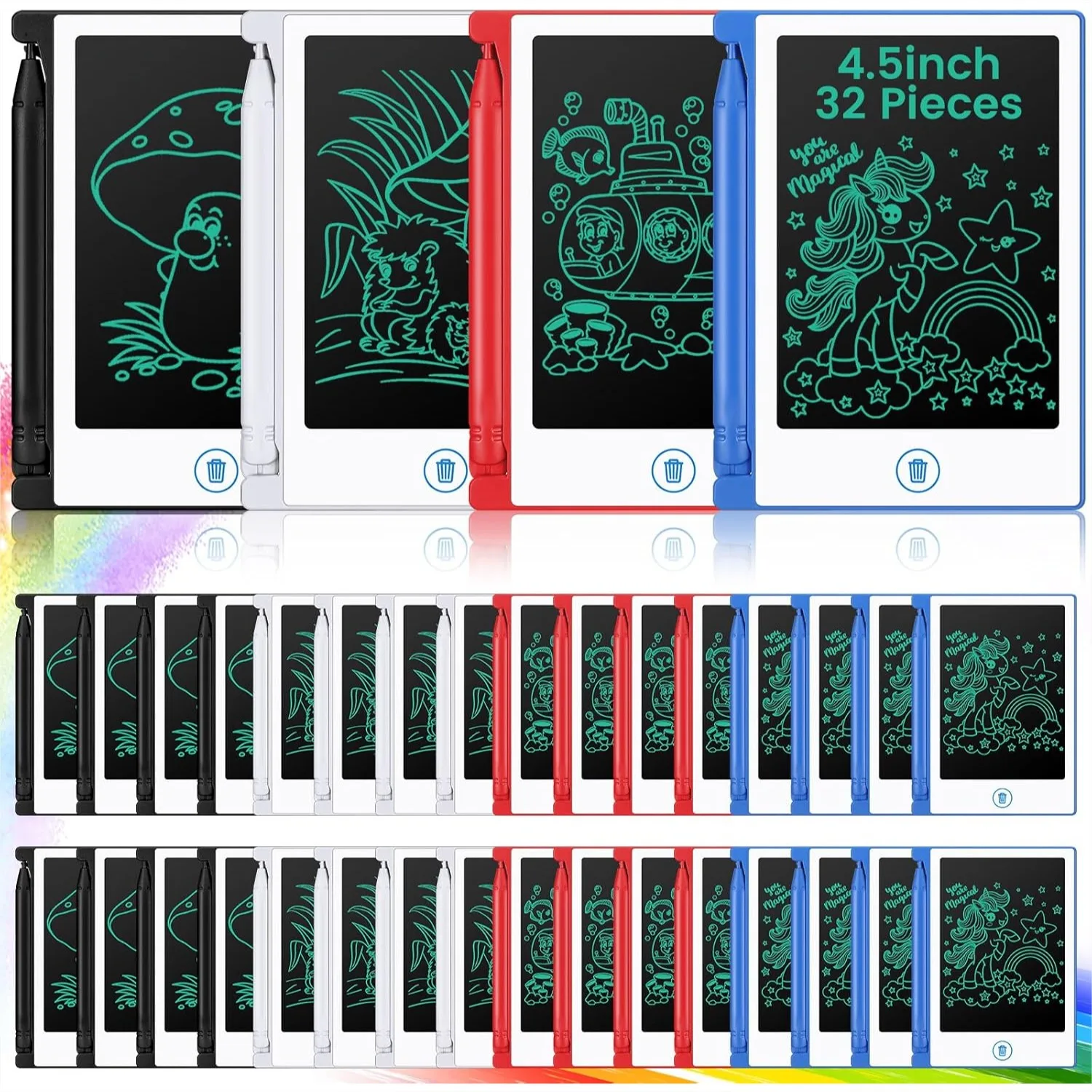 32 Pcs Mini LCD Writing Tablet 4.5 Inch Educational Toys for Kids Drawing Pad Reusable Erasable Board Birthday Party Favors
32 Pcs Mini LCD Writing Tablet 4.5 Inch Educational Toys for Kids Drawing Pad Reusable Erasable Board Birthday Party Favors