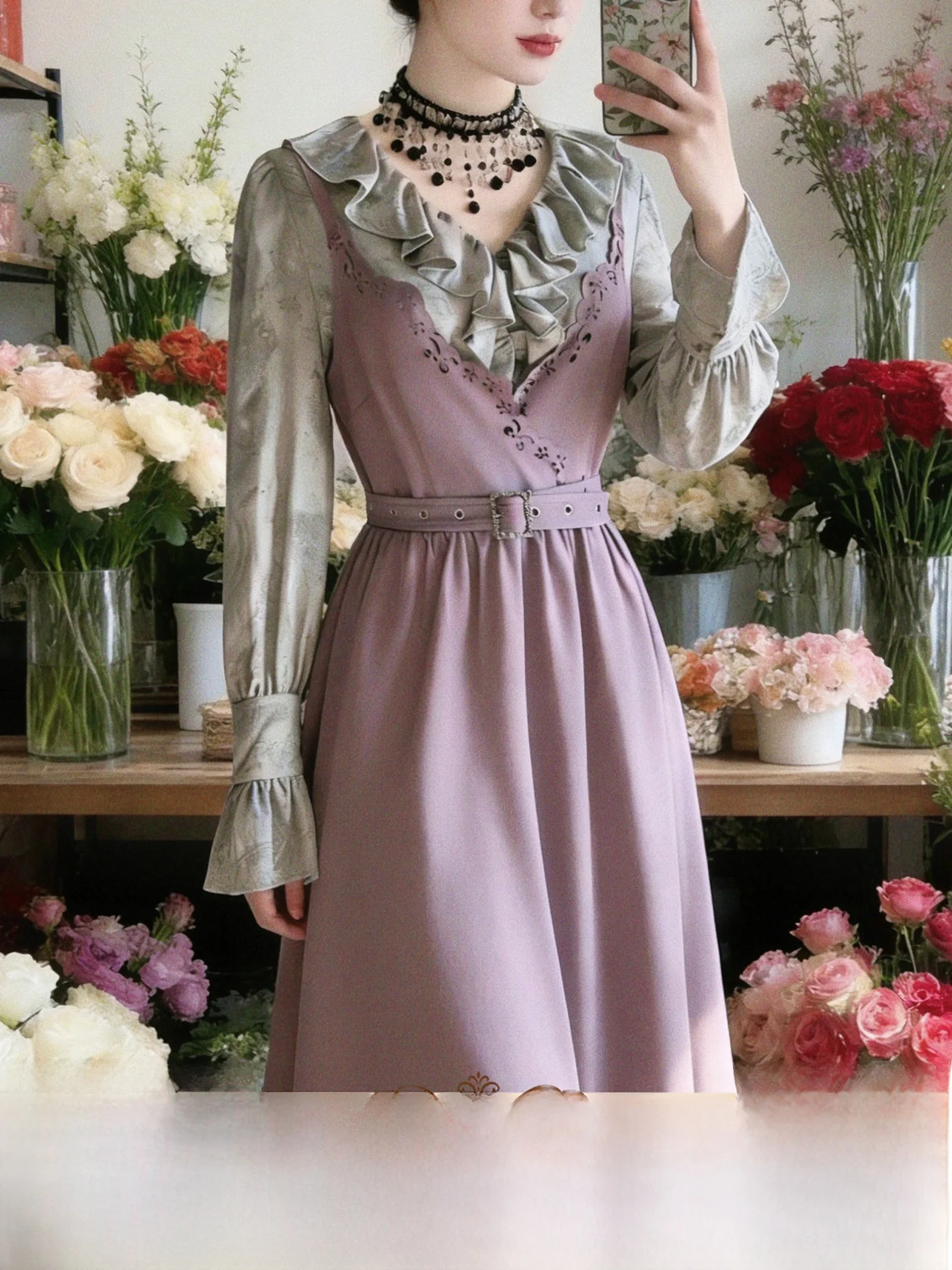 Retro Purple Mist Garden Cotton Shirt V-neck Hollow out Print Hemline Dress Zipper Closure Long Sleeve Women's Fashion Set
Retro Purple Mist Garden Cotton Shirt V-neck Hollow out Print Hemline Dress Zipper Closure Long Sleeve Women's Fashion Set