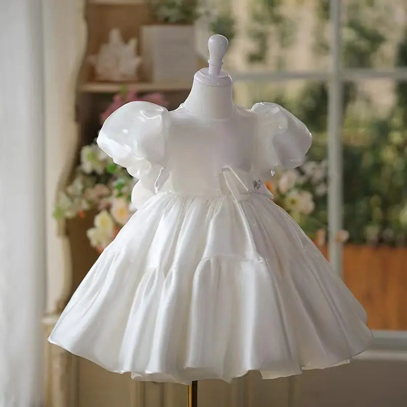 Jill Wish Simple White Flower Girl Dress with Bow Satin Puffy Sleeve Princess Toddler Kids Wedding 1st Birthday Party Gown J457
Jill Wish Simple White Flower Girl Dress with Bow Satin Puffy Sleeve Princess Toddler Kids Wedding 1st Birthday Party Gown J457