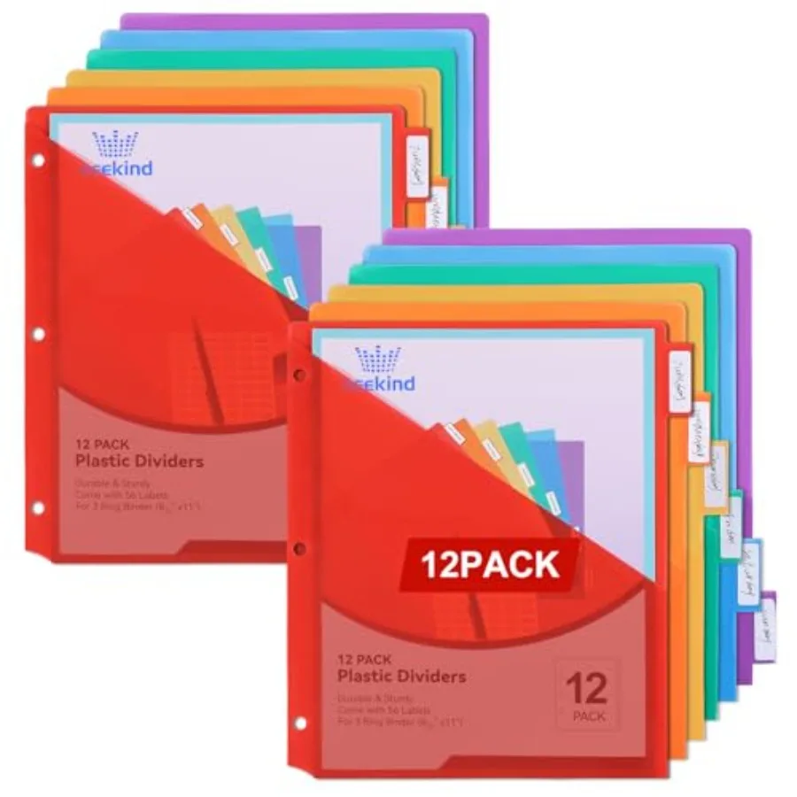 PCS 3 Ring Binder Dividers with Tabs, Binder Divider with Pockets, Dividers for 3 Ring Binder Organizer, Multicolor
PCS 3 Ring Binder Dividers with Tabs, Binder Divider with Pockets, Dividers for 3 Ring Binder Organizer, Multicolor