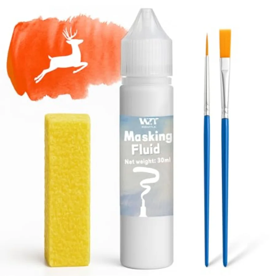 Masking Fluid for Watercolor Painting, 30ml Watercolor Masking Fluid with 2 Brushes and Eraser, Fine Arts and Crafts Supplies f
Masking Fluid for Watercolor Painting, 30ml Watercolor Masking Fluid with 2 Brushes and Eraser, Fine Arts and Crafts Supplies f