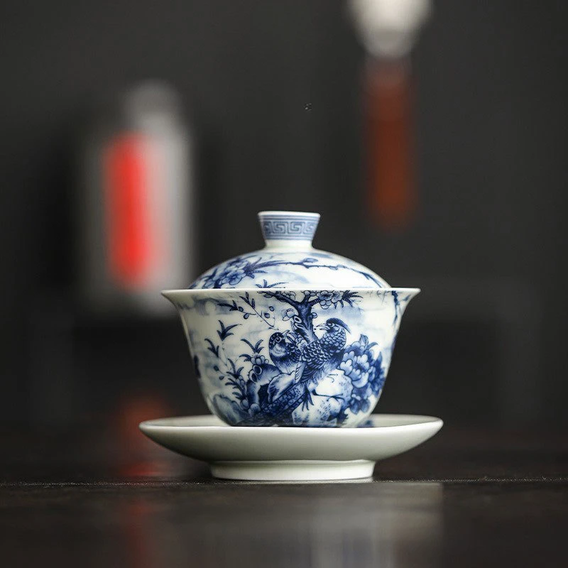 Blue and White Porcelain Antique Sancai Cover Bowl Teacup Retro Tea Bowl Single Large Ceramic Tea Bowl Kung Fu Tea Set
Blue and White Porcelain Antique Sancai Cover Bowl Teacup Retro Tea Bowl Single Large Ceramic Tea Bowl Kung Fu Tea Set