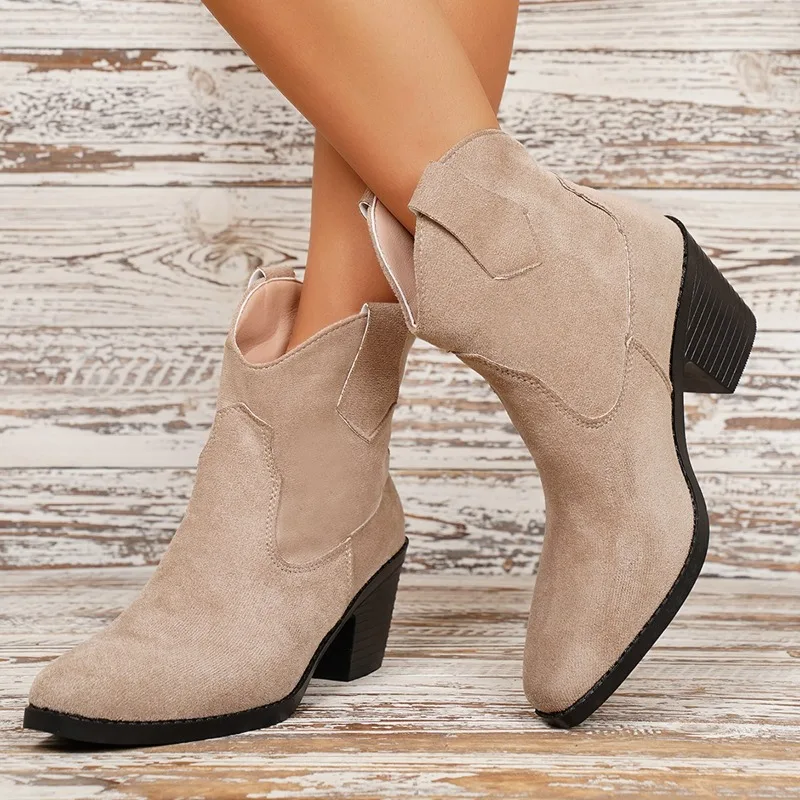 Plus Size Paneled Cow Suede Booties Fashion Round Toe Sleeve Soft Sole Non-Slip Block Heel Single
Plus Size Paneled Cow Suede Booties Fashion Round Toe Sleeve Soft Sole Non-Slip Block Heel Single