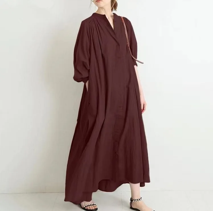 2026 new hot selling loose plus size shirt dress, knee length cardigan, cotton and linen temperament long skirt
2026 new hot selling loose plus size shirt dress, knee length cardigan, cotton and linen temperament long skirt