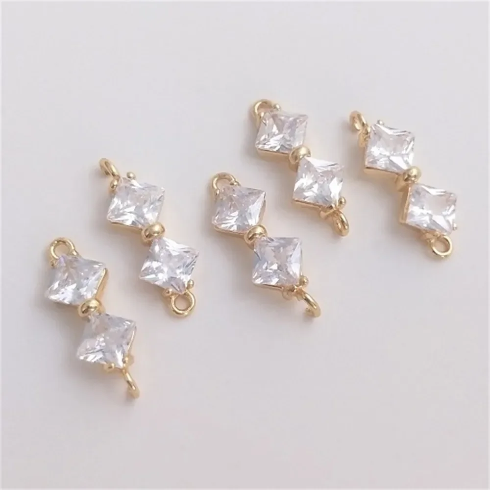 14K Gold Bow Double Hanging Accessories Square Zirconia Necktie Double Hanging DIY Handmade Bracelet Necklace Earring Accessorie
14K Gold Bow Double Hanging Accessories Square Zirconia Necktie Double Hanging DIY Handmade Bracelet Necklace Earring Accessorie
