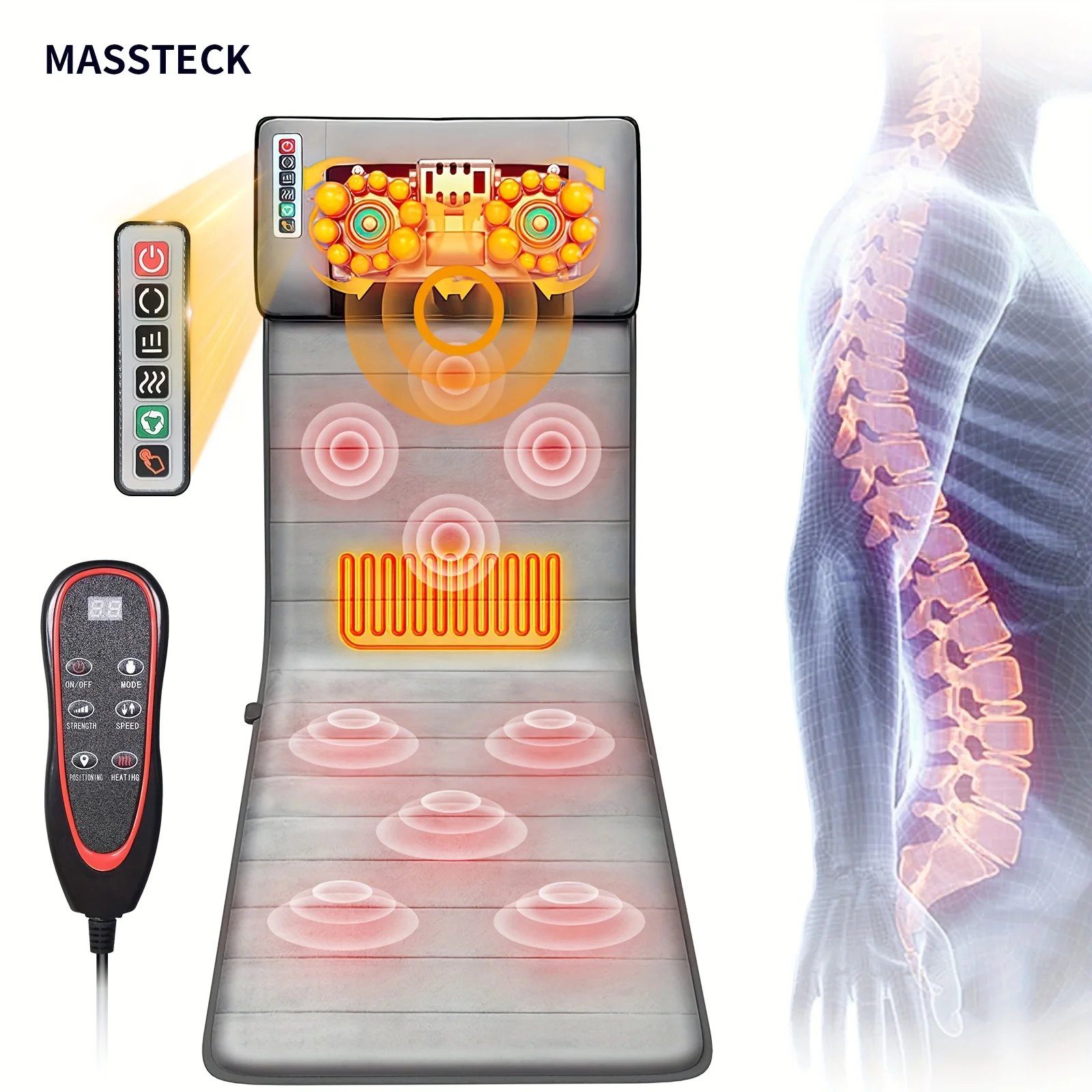 MASSTECK Full Body Massager Mat with Heat & Movable Shiatsu Neck Back Massager Pillow, Lumbar Traction & Relax, 9 Vibration Motors & Back Heating Pad, Full Body Massager for Neck Back Waist Hip Leg, Massager Gift for Mom/Dad/Women/Men, Christmas Gift
MASSTECK Full Body Massager Mat with Heat & Movable Shiatsu Neck Back Massager Pillow, Lumbar Traction & Relax, 9 Vibration Motors & Back Heating Pad, Full Body Massager for Neck Back Waist Hip Leg, Massager Gift for Mom/Dad/Women/Men, Christmas Gift