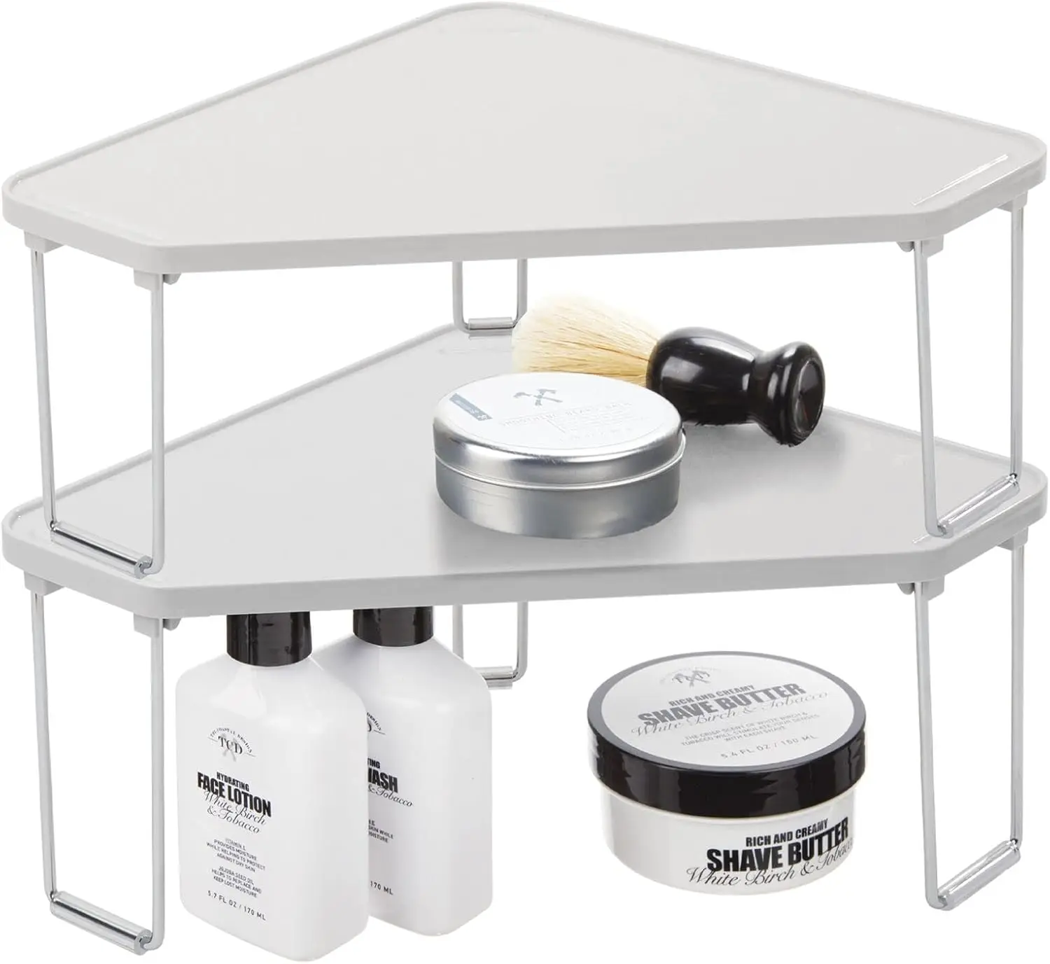 Stackable Corner Rack, Plastic/Steel Storage Shelf for Bathroom, Vanity, Sink - 2 Pack, Stone Gray
Stackable Corner Rack, Plastic/Steel Storage Shelf for Bathroom, Vanity, Sink - 2 Pack, Stone Gray