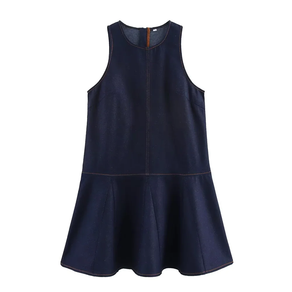 Taop&Za women's fashionable round neck sleeveless loose denim dress, summer new product temperament slim mini dress
Taop&Za women's fashionable round neck sleeveless loose denim dress, summer new product temperament slim mini dress