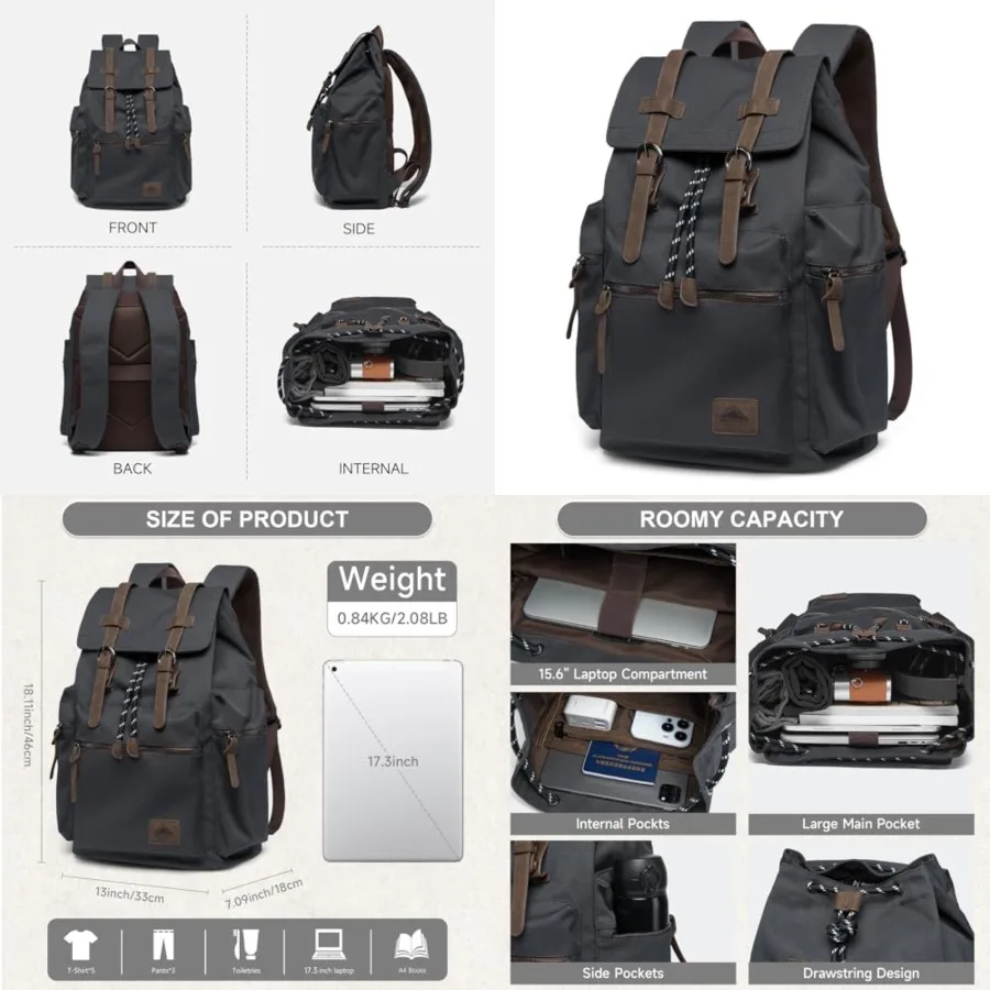 MOYYI Canvas Backpack for Men Women, Vintage Backpacks Fit 15.6 Inch Laptop, Casual Daypacks for Hiking Travel Commute
MOYYI Canvas Backpack for Men Women, Vintage Backpacks Fit 15.6 Inch Laptop, Casual Daypacks for Hiking Travel Commute
