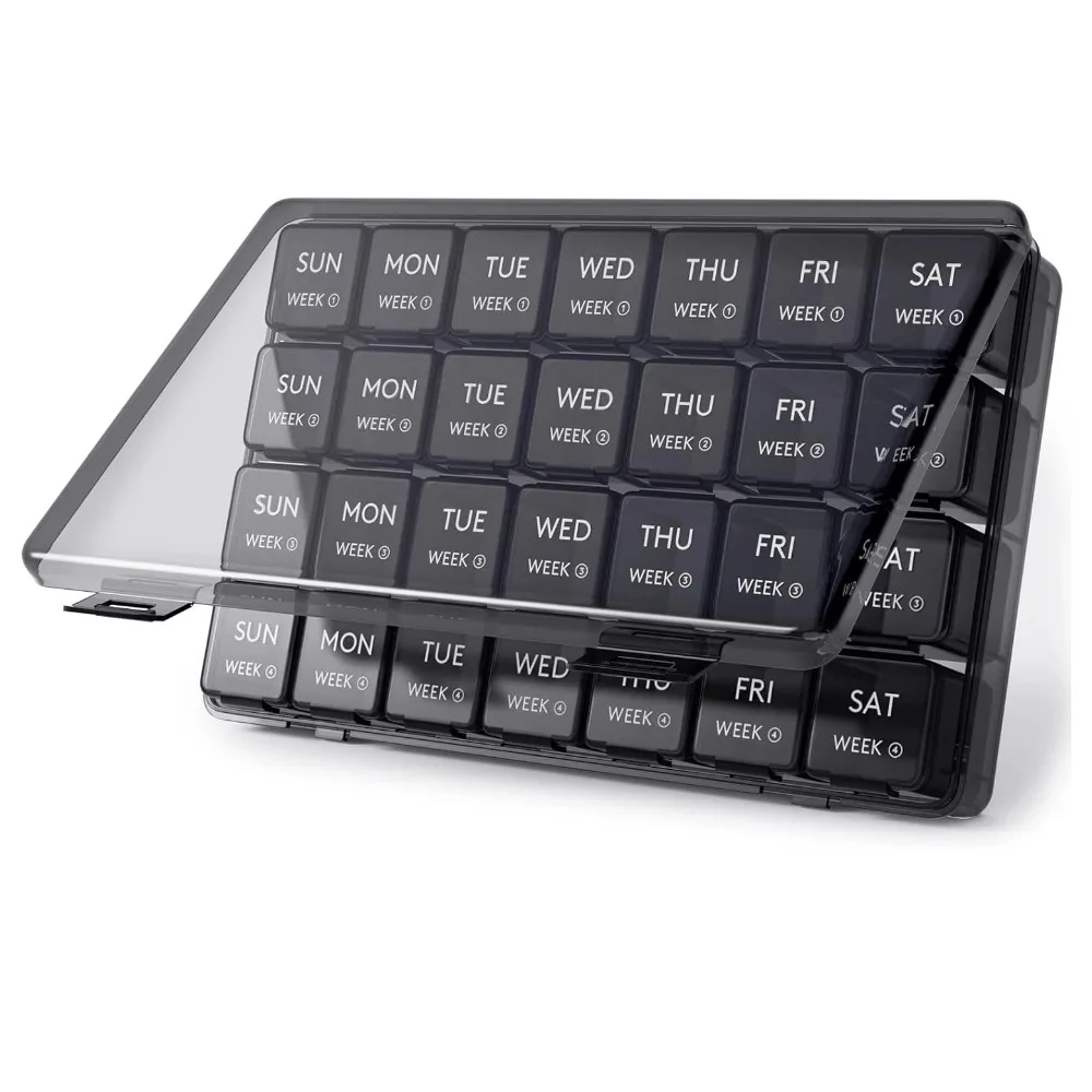 New Large Portable Monthly Pill Organizer Storage 4 Weeks A Month 28 Days Box Case for Vitamins Supplements Fish Oil Medicine
New Large Portable Monthly Pill Organizer Storage 4 Weeks A Month 28 Days Box Case for Vitamins Supplements Fish Oil Medicine