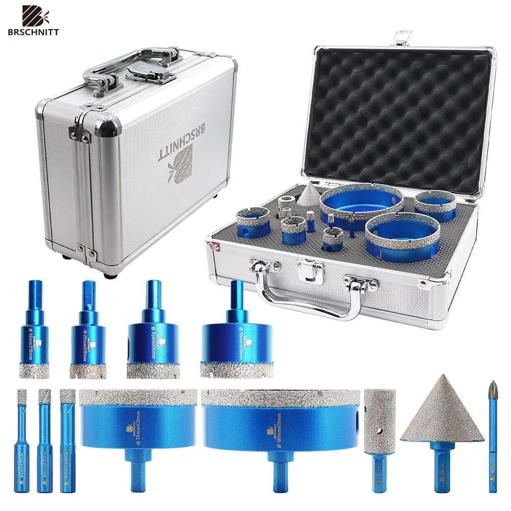 BRSCHNITT-Diamond Drilling Bits Kit, Tile Cutter for Ceramic Marble Granite Triangle Shank Hole Saw Drill Diamond Cup Saw, 12Pcs
BRSCHNITT-Diamond Drilling Bits Kit, Tile Cutter for Ceramic Marble Granite Triangle Shank Hole Saw Drill Diamond Cup Saw, 12Pcs