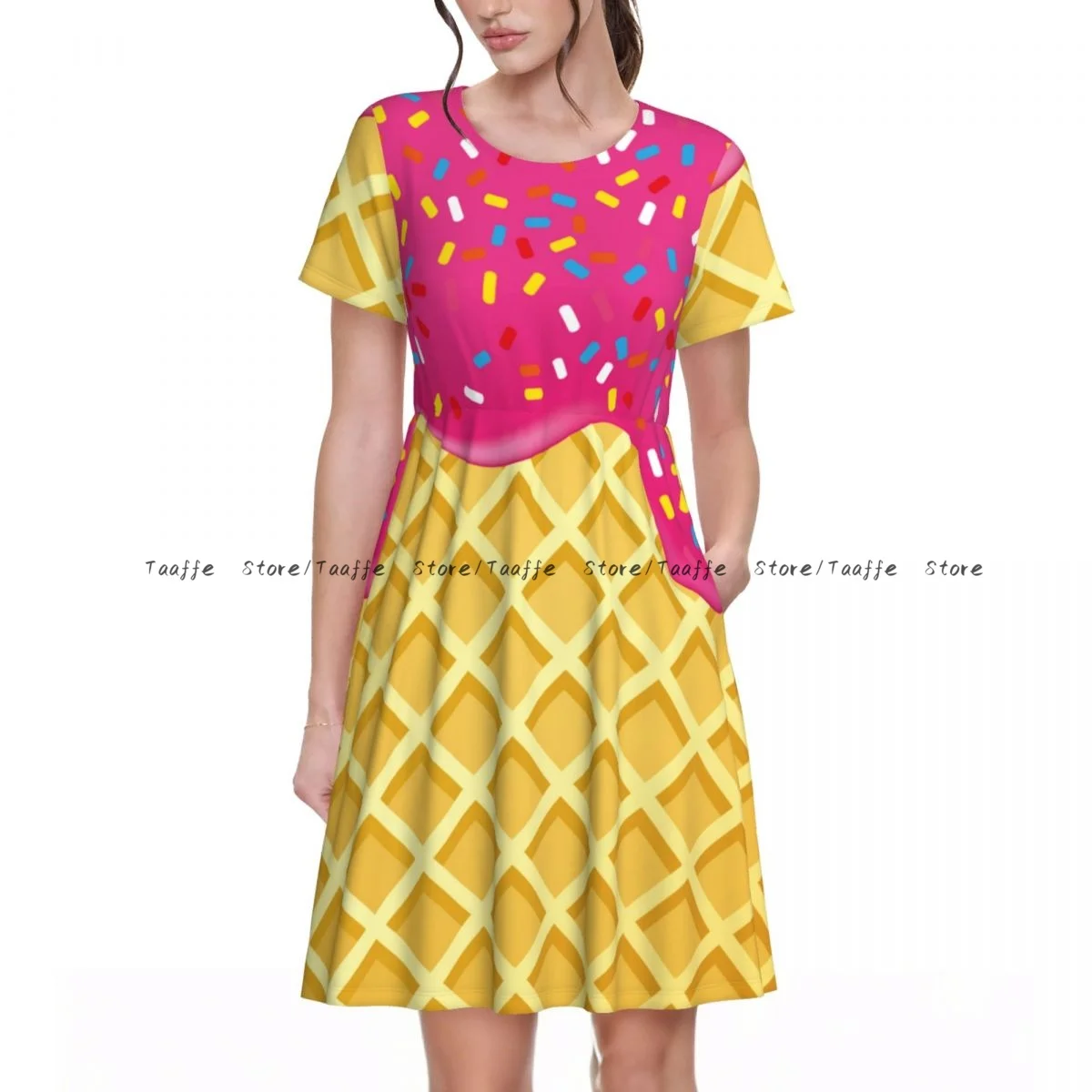 Elegant Women Dress Strawberry Ice Cream Melted And Topping Turn-down Collar Short Sleeve Body-Shaping Street Robe
Elegant Women Dress Strawberry Ice Cream Melted And Topping Turn-down Collar Short Sleeve Body-Shaping Street Robe