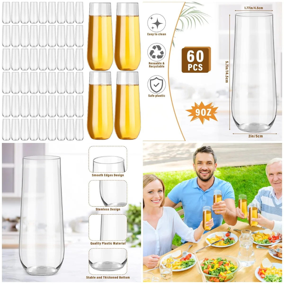 Tessco 60 шт. прозрачные пластиковые флейты для шампанского, 9 унций, небьющиеся бокалы для вина для вечеринки, свадьбы, коктейлей, дня рождения
Tessco 60 шт. прозрачные пластиковые флейты для шампанского, 9 унций, небьющиеся бокалы для вина для вечеринки, свадьбы, коктейлей, дня рождения