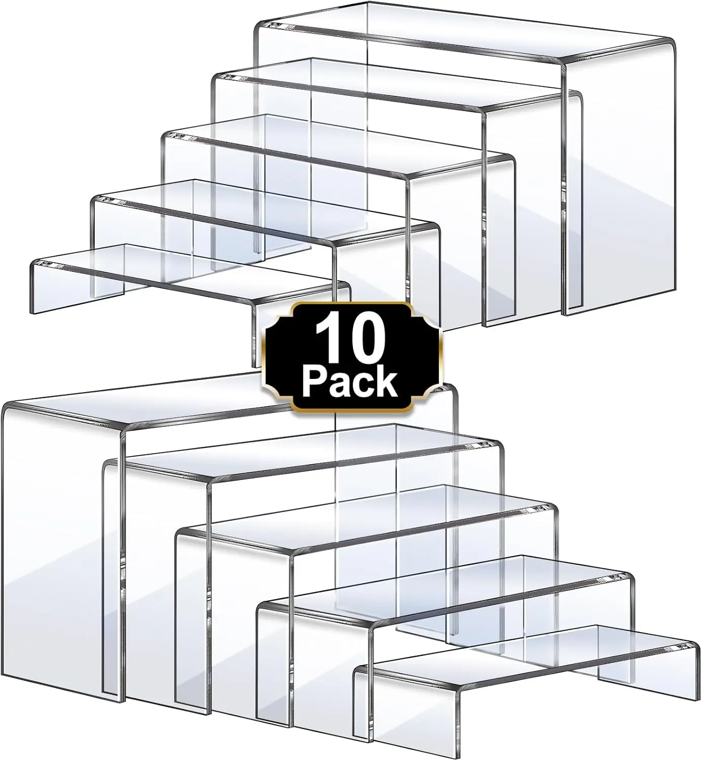 10 Pcs Acrylic Risers Set, 5 Sizes Clear Display Stands for Cupcake, Jewelry, Decor
10 Pcs Acrylic Risers Set, 5 Sizes Clear Display Stands for Cupcake, Jewelry, Decor