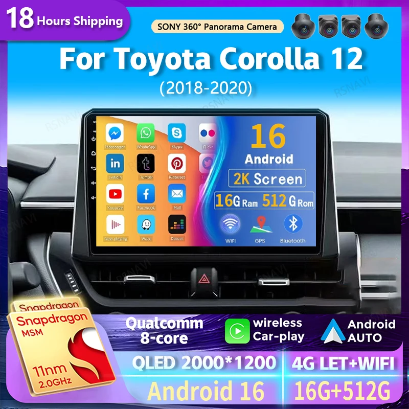 Android 16 wifi+4G Carplay Car Radio For Toyota Corolla 12 2018-2020 Right Navigation GPS Video Player Stereo Multimedia DVD DSP
Android 16 wifi+4G Carplay Car Radio For Toyota Corolla 12 2018-2020 Right Navigation GPS Video Player Stereo Multimedia DVD DSP