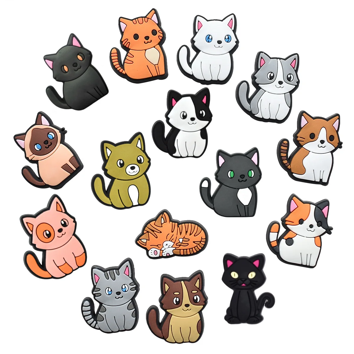 15pcs NEW Design Cartoon Cute cat DIY accessories PVC Praise Shoe charmas clow for clogs Slides Beach bag Decoratio Gift Idea
15pcs NEW Design Cartoon Cute cat DIY accessories PVC Praise Shoe charmas clow for clogs Slides Beach bag Decoratio Gift Idea