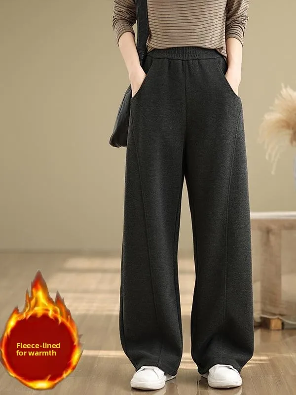 Women's Sport Pants High Waist Thickened Fleece Loose Straight Leg Casual Long Trousers Tagless Buckle Stylish Slimming
Women's Sport Pants High Waist Thickened Fleece Loose Straight Leg Casual Long Trousers Tagless Buckle Stylish Slimming