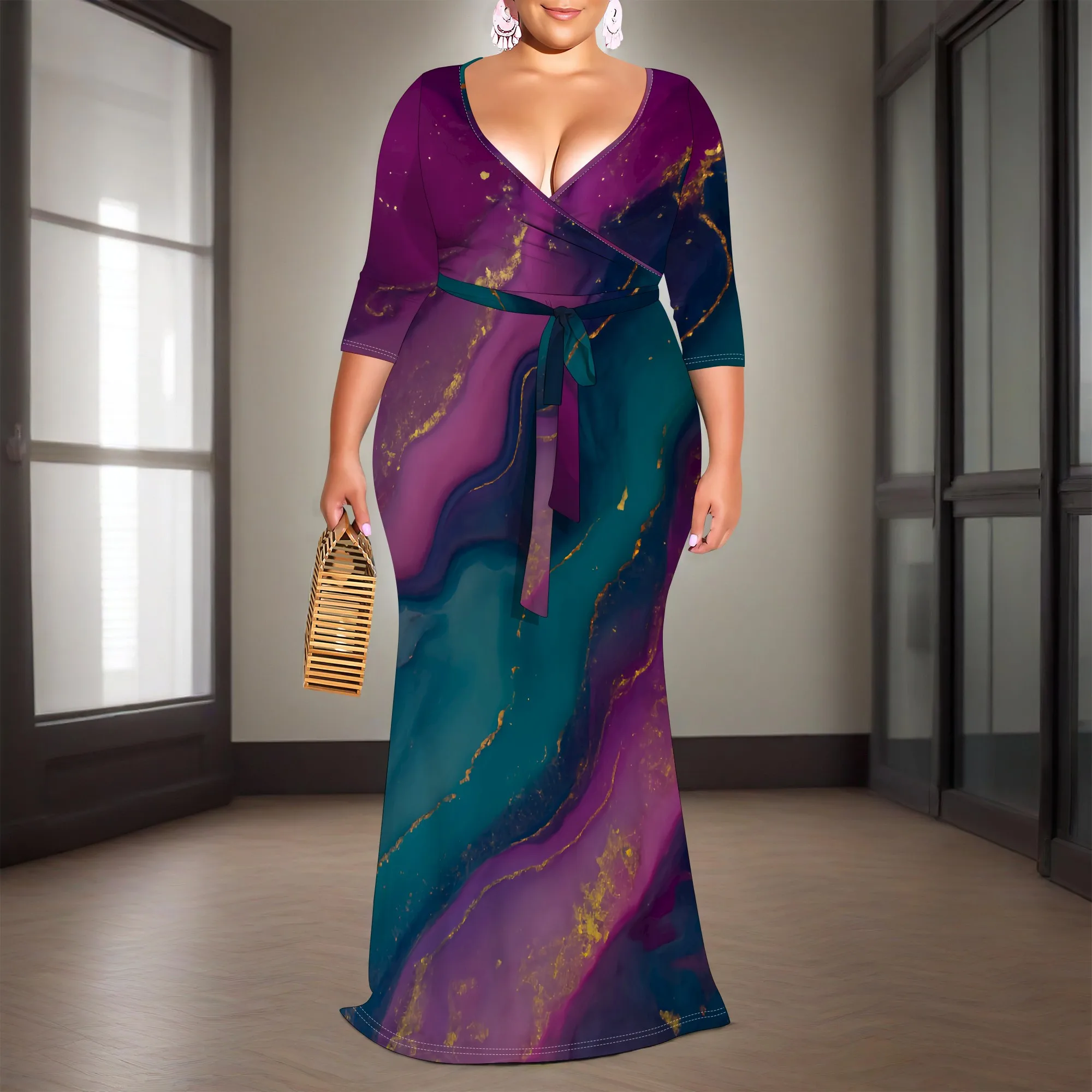 Plus Size Marble Wrap Maxi Dress XL-6XL | Elegant Deep V Gown for Thanksgiving, Christmas & Evening Parties
Plus Size Marble Wrap Maxi Dress XL-6XL | Elegant Deep V Gown for Thanksgiving, Christmas & Evening Parties