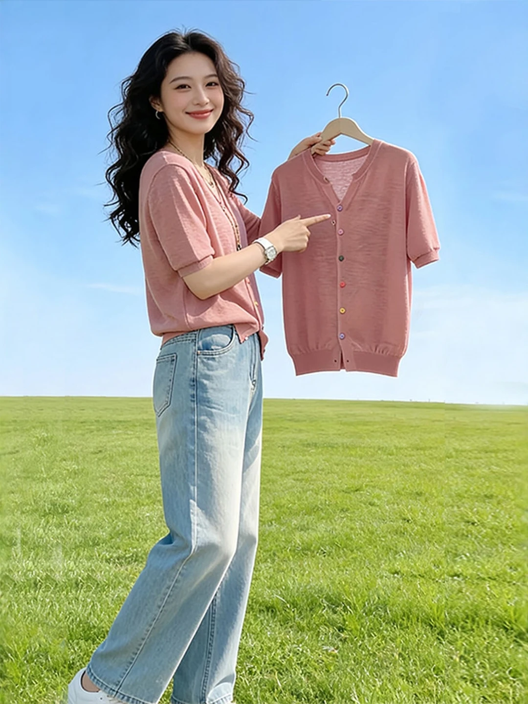 Lightweight V-Neck Short Sleeve Knitted Sweater Women's Loose Fit Summer Casual Top Breathable Comfortable Korean Style
Lightweight V-Neck Short Sleeve Knitted Sweater Women's Loose Fit Summer Casual Top Breathable Comfortable Korean Style