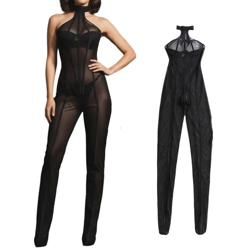 Модный перспективный комбинезон черного цвета с лямкой на шее, нижнее белье, комбинезон с полым узором, сетчатый тонкий сексуальный костюм, праздничная одежда
Модный перспективный комбинезон черного цвета с лямкой на шее, нижнее белье, комбинезон с полым узором, сетчатый тонкий сексуальный костюм, праздничная одежда