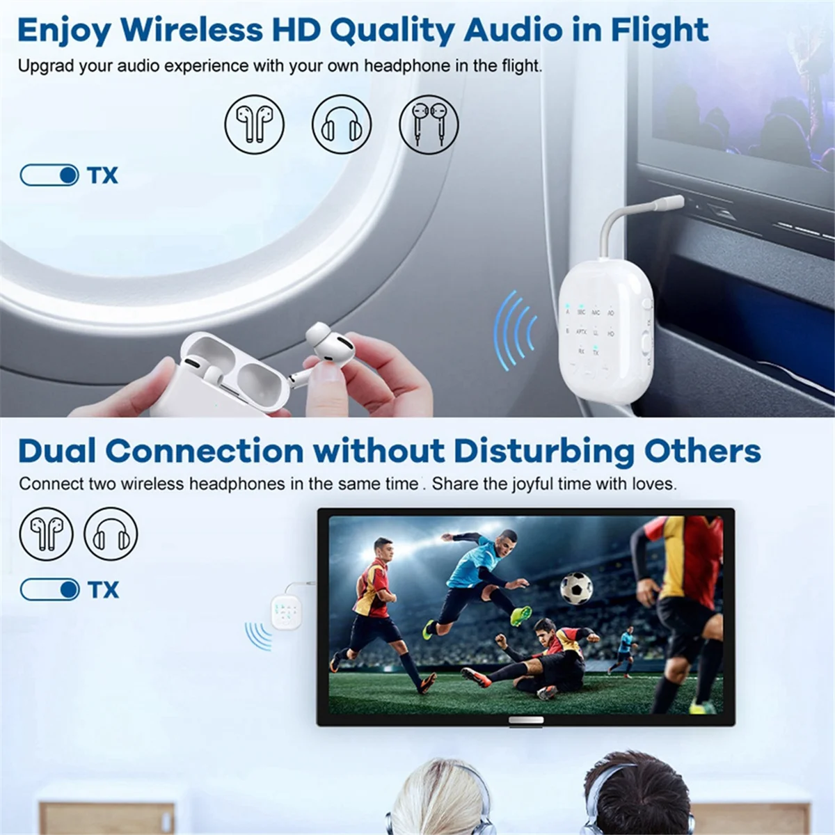 X12A APTX-адаптивный Bluetooth 5.3 трансивер Беспроводной аудиоадаптер высокой четкости с низкой задержкой для самолетов/телевизоров/автомобилей
X12A APTX-адаптивный Bluetooth 5.3 трансивер Беспроводной аудиоадаптер высокой четкости с низкой задержкой для самолетов/телевизоров/автомобилей