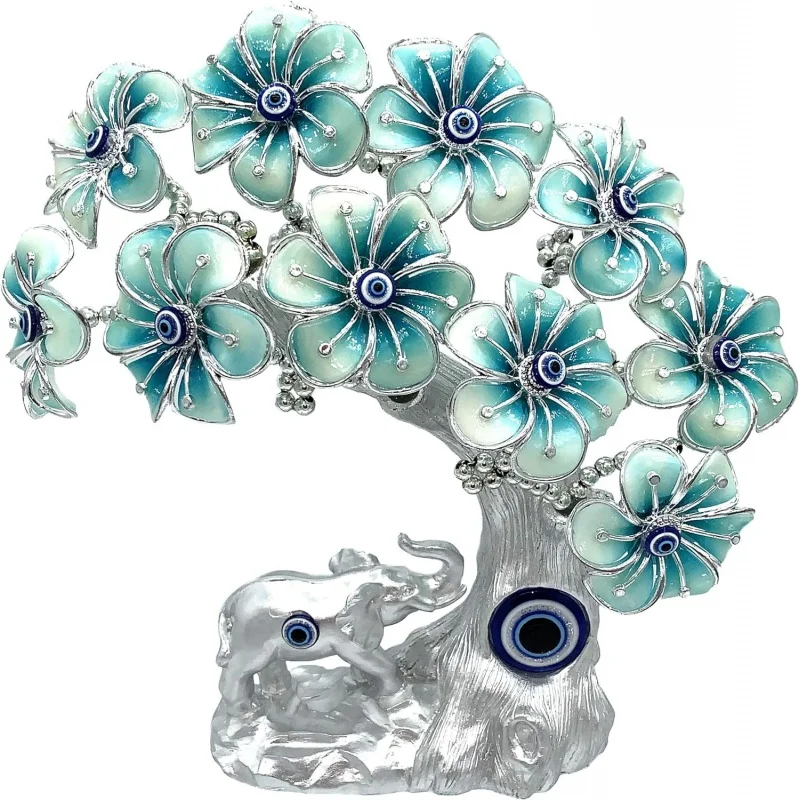 YeBon Blue Evil Eye Turkish Nazar Lucky Forutne Tree Bonsai with Elephant Home Office Decor Ornament Gift (Silver-Blue)
YeBon Blue Evil Eye Turkish Nazar Lucky Forutne Tree Bonsai with Elephant Home Office Decor Ornament Gift (Silver-Blue)