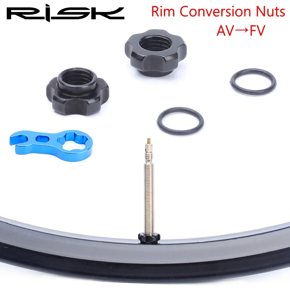 Risk Rim Conversion Nuts AV to FV Protective O-ring Replace Easily With a Wrench MTB Road Bike Bicycle Accessories 
Risk Rim Conversion Nuts AV to FV Protective O-ring Replace Easily With a Wrench MTB Road Bike Bicycle Accessories