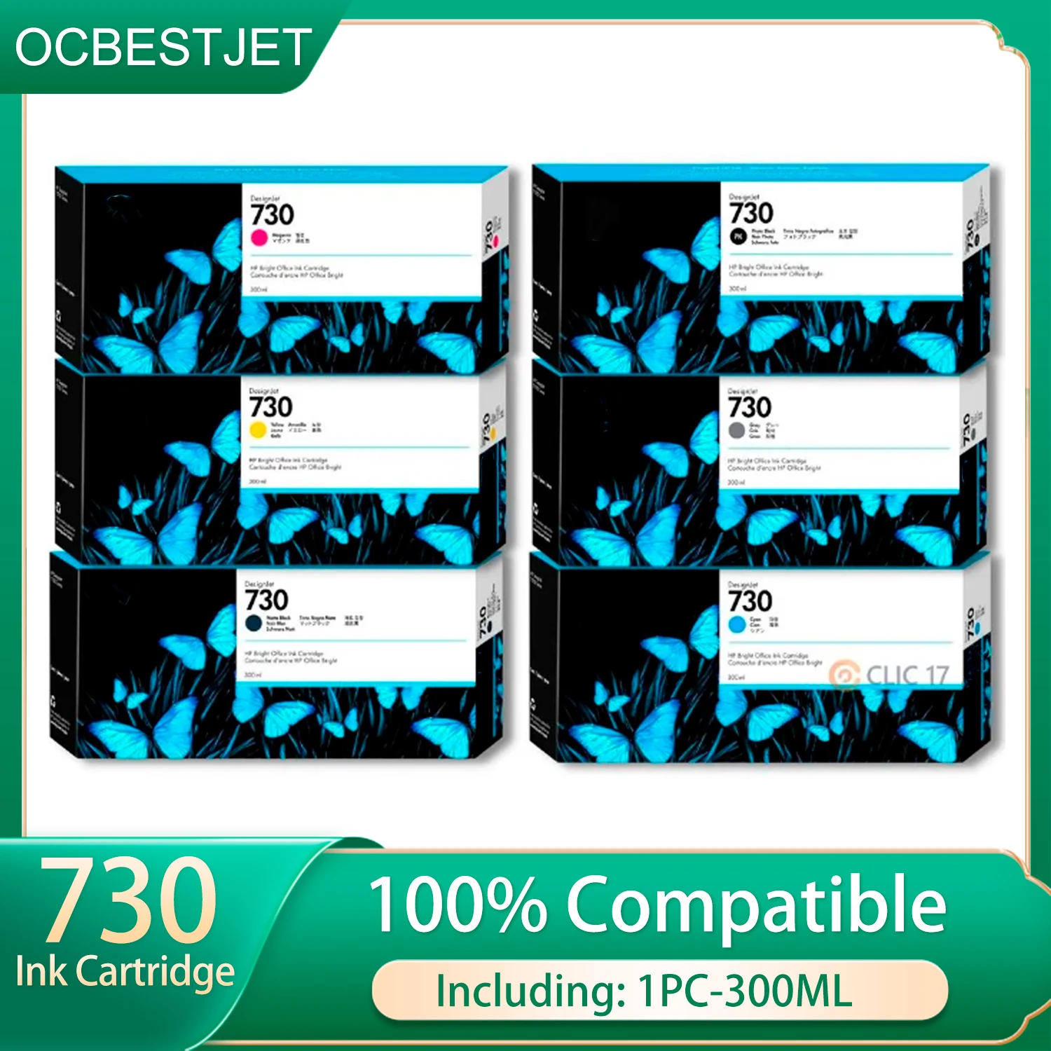 For HP 730 Ink Cartridge Full With Ink 300ml Compatible For HP T1600 T1700 T2600 T1600dr T1700dr T2600dr Compatible Cartridge
For HP 730 Ink Cartridge Full With Ink 300ml Compatible For HP T1600 T1700 T2600 T1600dr T1700dr T2600dr Compatible Cartridge