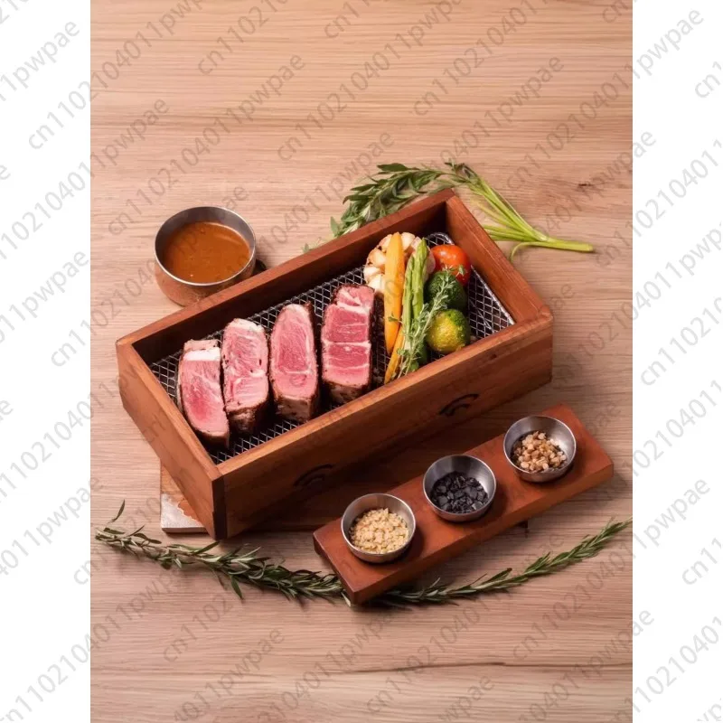 Western-style Charcoal-grilled Steak in A Smoked Wooden Box, Creative Tableware, High-end Meat and Chicken Grill Wooden Box
Western-style Charcoal-grilled Steak in A Smoked Wooden Box, Creative Tableware, High-end Meat and Chicken Grill Wooden Box